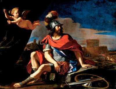 Mars met Cupido door Guercino