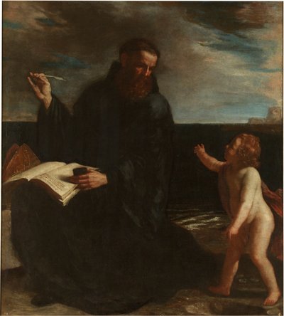 De heilige Augustinus mediteert over de Drie-eenheid door Guercino