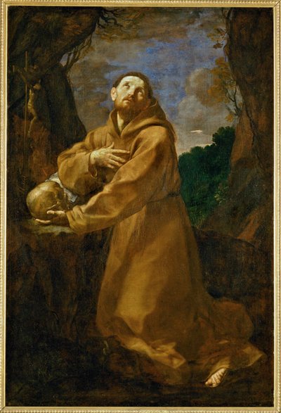 Franciscus Assisi in meditatie ... door Guido (follower of) Reni
