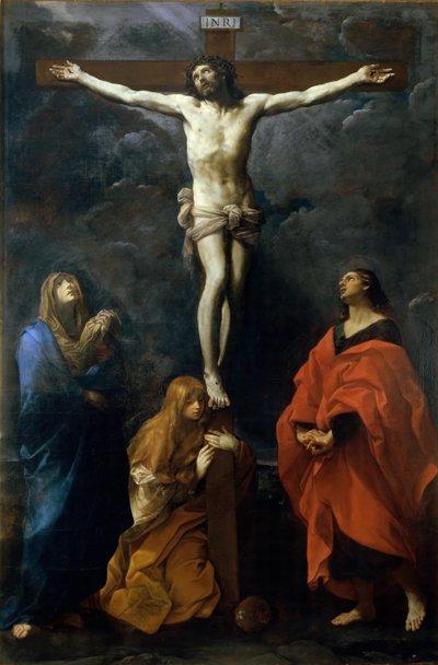 Christus aan het kruis met Maria, Johannes en Maria Magdalena door Guido Reni