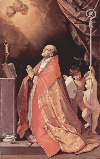 Duits: St Andrew Corsini in gebed door Guido Reni