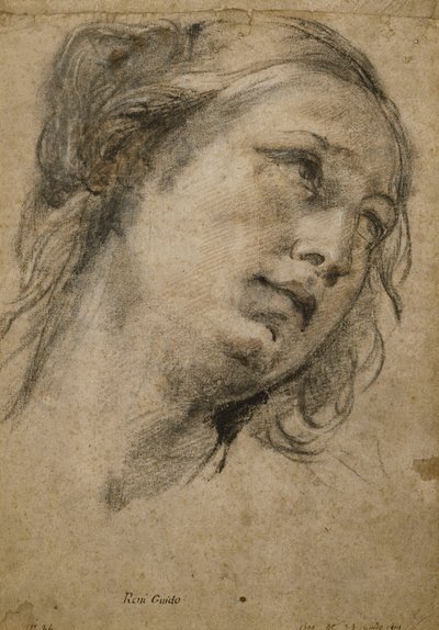 Hoofd van een vrouw die naar rechts kijkt door Guido Reni