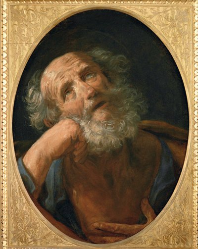 De boetvaardige Petrus - Der reuige Petrus ... (schilderij op doek) door Guido Reni