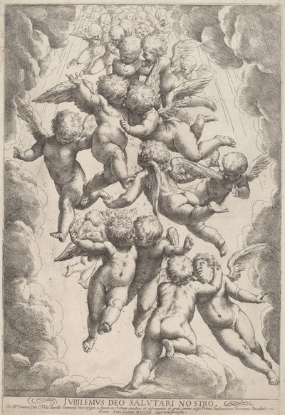 Engelen in Glorie door Guido Reni, after Luca Cambiaso