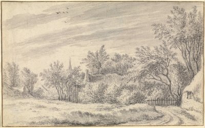 Dorpstraat met kerktoren in de verte door Guillam Dubois