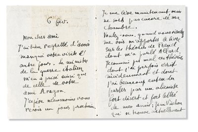 Handtekeningbrief aan André Breton, 6 februari 1918 door Guillaume Apollinaire