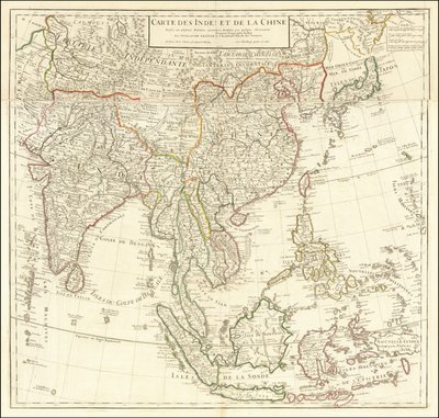 Kaart uit 1705 - Kaart van India en China door Guillaume Delisle