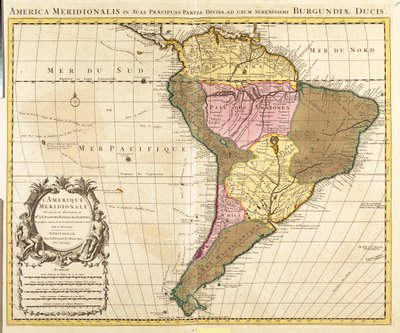 Panama, Argentinië, Bolivia, Brazilië, Chili, Colombia, Ecuador, Frans Guyana, Guyana, Paraguay, Peru, Suriname, Uruguay, Venezuela. door Guillaume Delisle