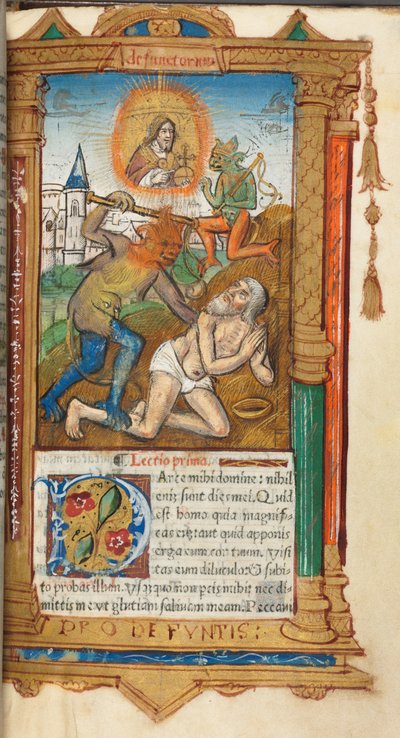 Gedrukt getijdenboek (Gebruik van Rome): fol. 78r, Job door Guillaume Le Rouge