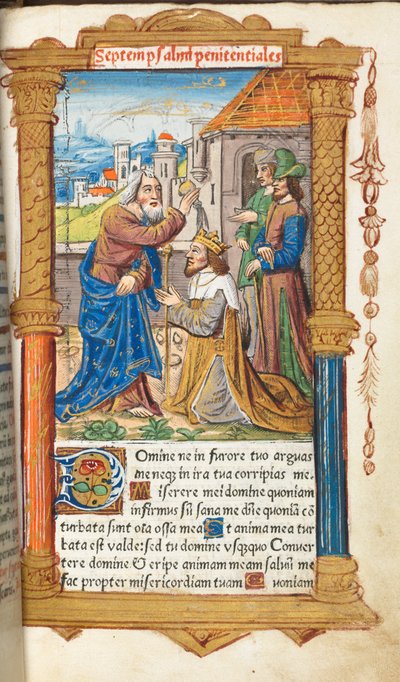Gedrukt Getijdenboek Gebruik van Rome: fol. 65r, David en Samuel door Guillaume Le Rouge