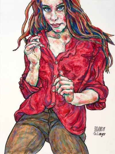 Portret van een vrouw, Symbolen zenden door Gunter Langer