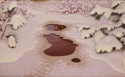 Lente in de winter door Gustaf Fjaestad