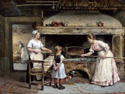 Binnen in een bakkerij door Gustaf Olaf Cederstrom