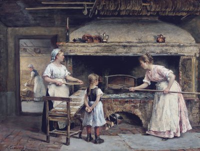 Binnen in een bakkerij door Gustaf Olaf Cederstrom