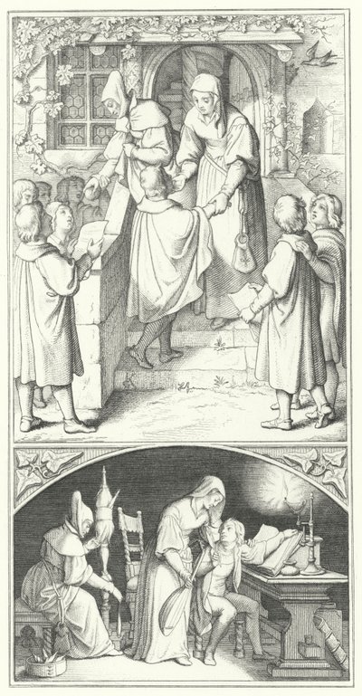 Maarten Luther als jonge student zingend in de stad Eisenach door Gustav Ferdinand Leopold Konig