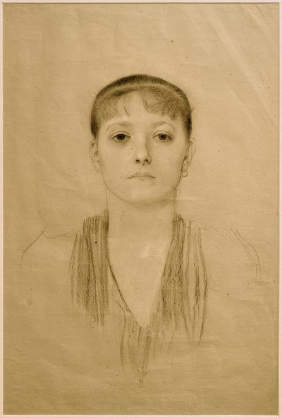 Borstbeeld van een Meisje van Voren door Gustav Klimt