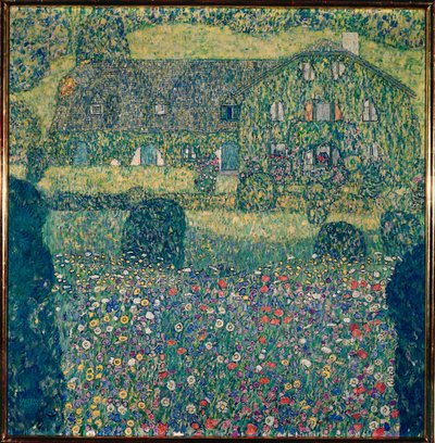 Landhuis aan de Attersee (Landhaus am Attersee), Opper-Oostenrijk door Gustav Klimt