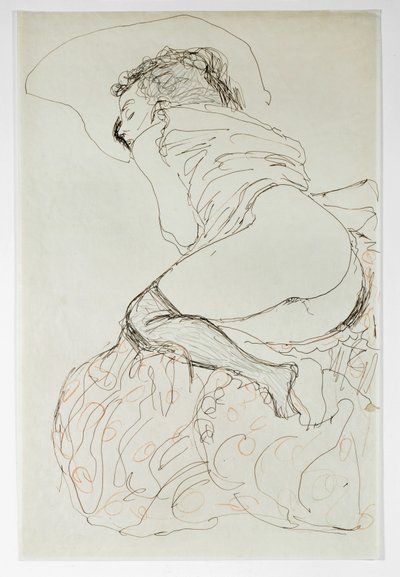 Vrouwelijk naakt, naar links gedraaid door Gustav Klimt