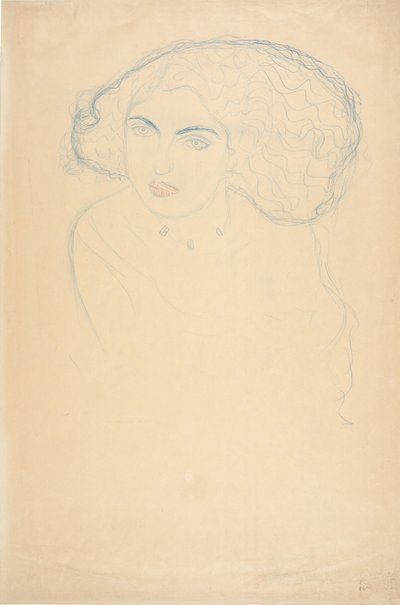 Hoofd van een vrouw, ca. 1916 door Gustav Klimt