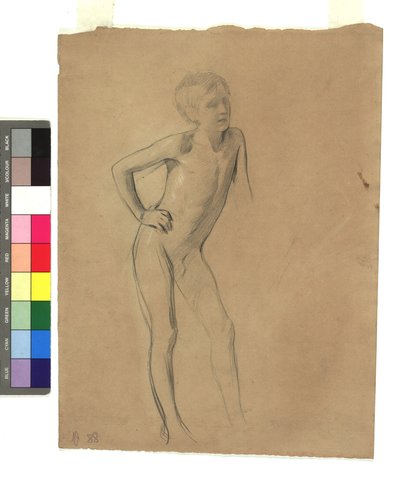 Staand naakt van een jongen door Gustav Klimt