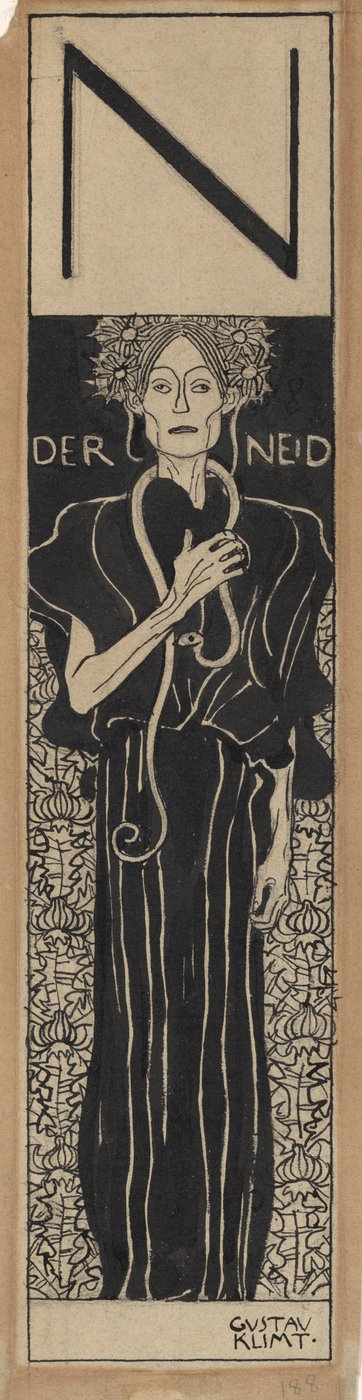 De Afgunst, 1898 door Gustav Klimt