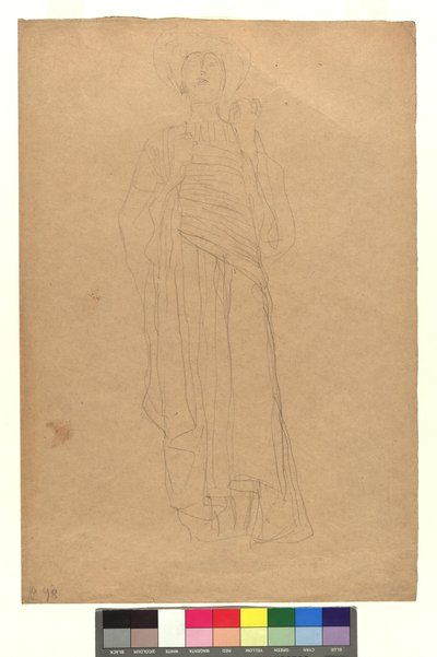 Vrouwelijke figuur in een lang gedrapeerd gewaad door Gustav Klimt