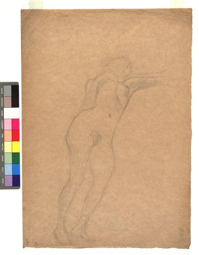 Vrouwelijk naakt van onderen gezien door Gustav Klimt