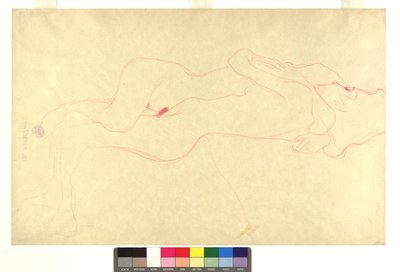 Twee liggende vrouwelijke naakten in omhelzing door Gustav Klimt