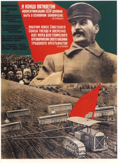 Tegen het einde van een vijfjarenplan moet de collectivisatie voltooid zijn Poster, 1932 door Gustav Klutsis
