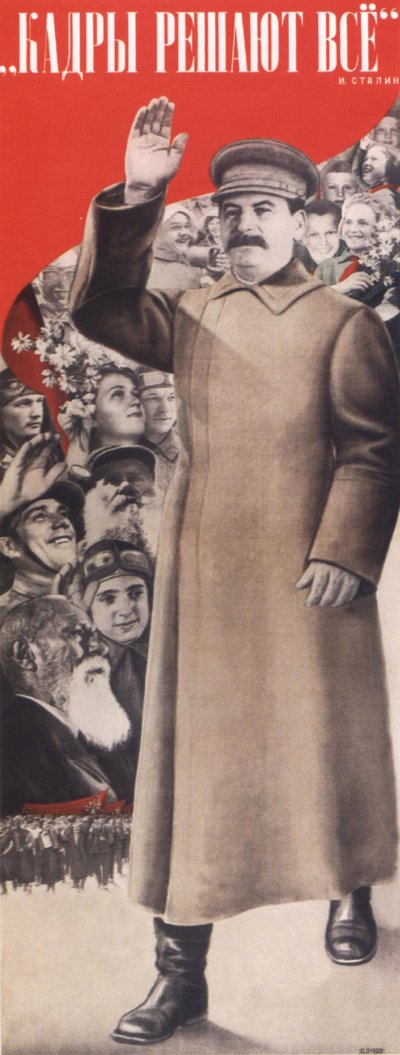Het personeel bepaalt alles. I. Stalin Poster, 1935 door Gustav Klutsis