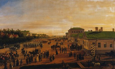 Tsaar Nicolaas keert terug van een militaire parade in Krasnoe Selo, 1848 door Gustav Schwarz