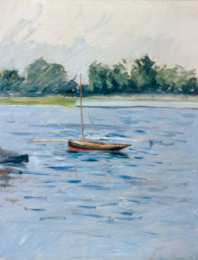 Boot voor anker op de Seine door Gustave Caillebotte