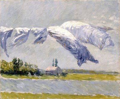 Wasgoed drogen, Petit Gennevilliers door Gustave Caillebotte
