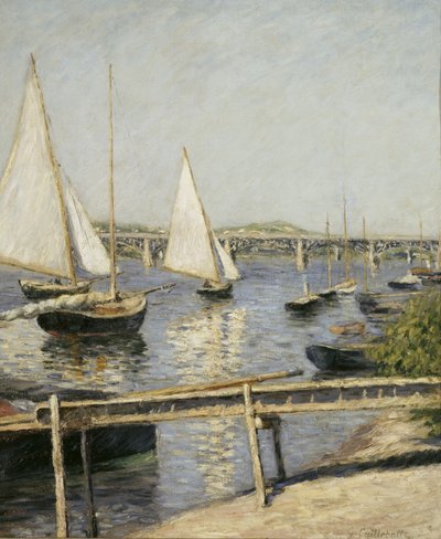 Zeilboten bij Argenteuil, c. 1888 door Gustave Caillebotte