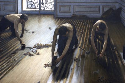 De vloerschrapers - een deel van het schilderij. door Gustave Caillebotte