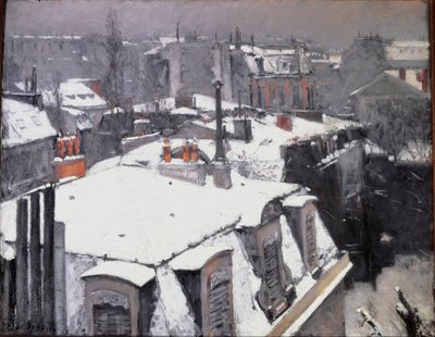 Uitzicht op daken (sneeuweffect) door Gustave Caillebotte