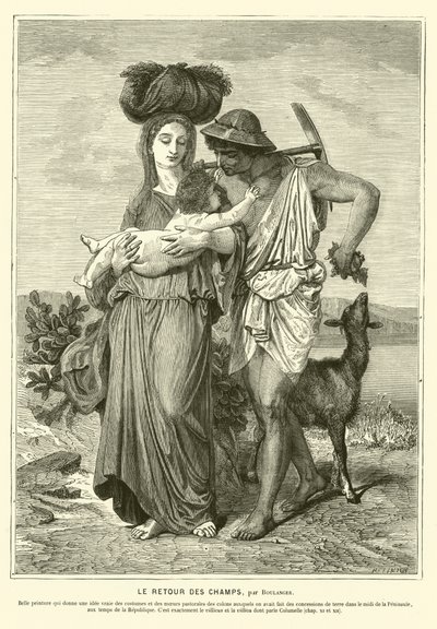 Oude Romeinse boeren keren terug naar huis na een dag op het veld door Gustave Clarence Rodolphe Boulanger