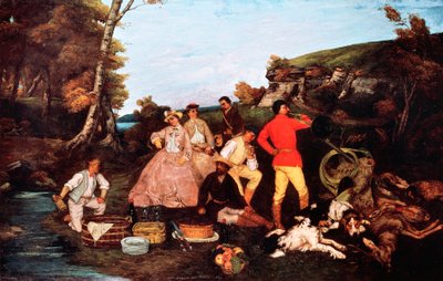 Hallali (Het Jachtmaal of Het Hallali van het Hert) door Gustave Courbet
