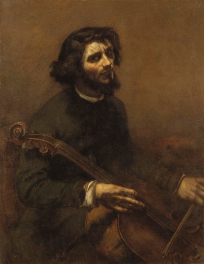 De cellist (zelfportret), 1847 door Gustave Courbet