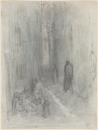 Een achterafstraatje in Londen door Gustave Dore