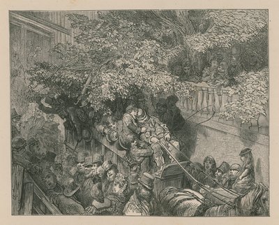 Een drukke door paarden getrokken koets door Gustave Dore