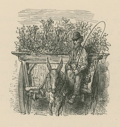 Een man die een kar met planten en bloemen bestuurt door Gustave Dore