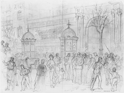 Album van het beleg van Parijs, Boulevard Montmartre, januari 1871 door Gustave Dore