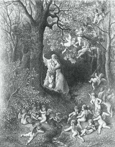 Angelica en Medoro, uit De Razernij van Orlando door Gustave Dore
