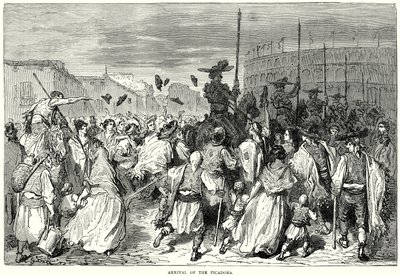Aankomst van de Picadors (gravure) door Gustave Dore