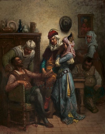 Don Quichot en Sancho Panza vermaakt door Basil en Quiteria door Gustave Dore
