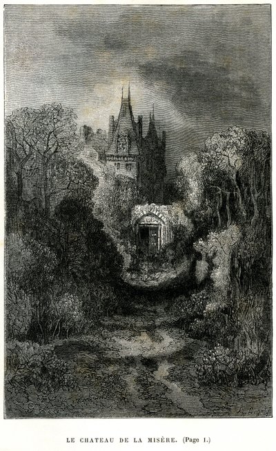 Gravure door Gustave Dore op het frontispice van de roman door Theophile Gautier 