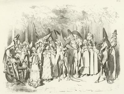 Mode onder het Directoire 1798. De Incroyables door Gustave Dore