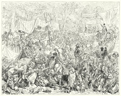 Aankomst van Don Quichot op de bruiloft van Camacho en Quiteria (gravure) door Gustave Dore