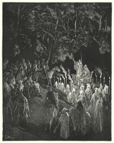 Don Quichot van Gustave Doré: "De figuur in de jurk stond op" door Gustave Dore